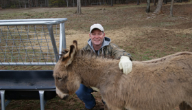 Rip and our miniature male donkey named Bud.